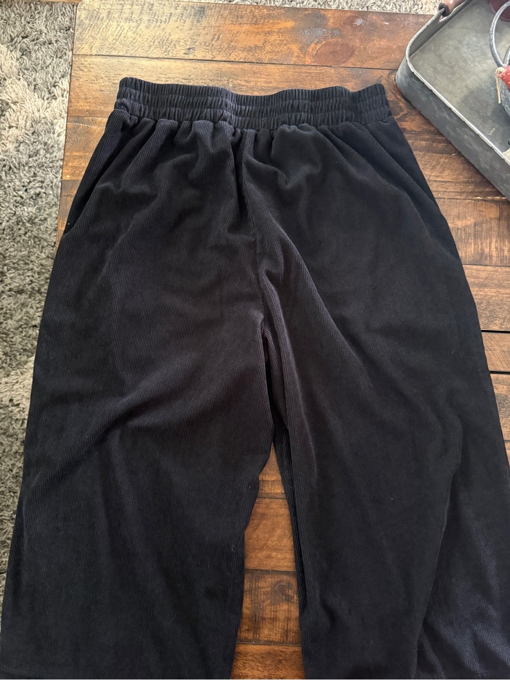 Freeoak Wide Leg Barrel Black Women’s Corduroy Pants - Picture 4 of 7